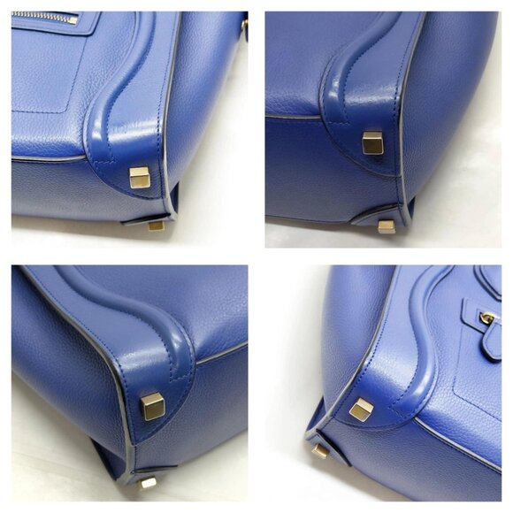 CELINE Hand Bag Navy Blue Leather mon808-100625 - Picture 9 of 16